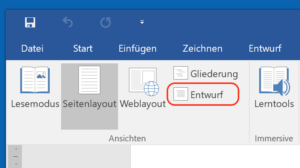 Word Entwurfsansicht einschalten