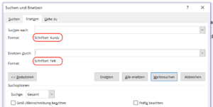 Word Formatierung von Wörtern ersetzen