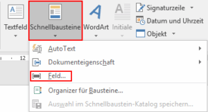 Word - Schnellbausteine Feld