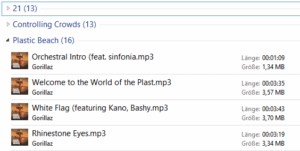 Nach dem Sortieren zeigt der Explorer die MP3 Dateien so an.