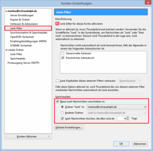 Thunderbird Spamfilter aktivieren