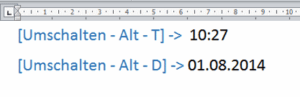 Word: Uhrzeit und Datum auf Tastendruck