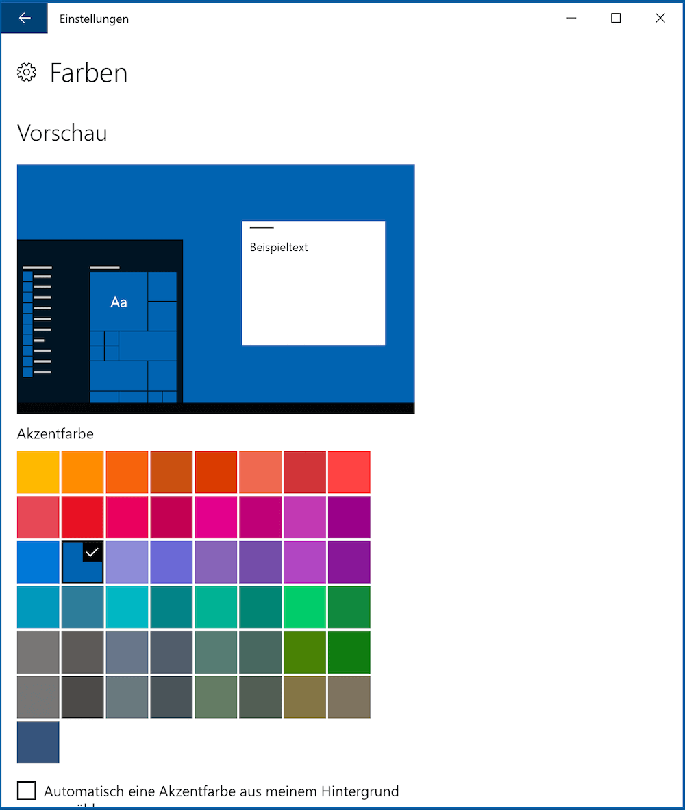 Farben ändern in Windows 10