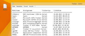 Das Ergebnis von driverquery als Textdatei