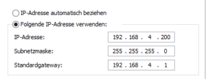 Ausgefüllte Informationen zur IP-Adresse