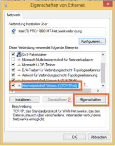 IP4 Eigenschaften anwählen