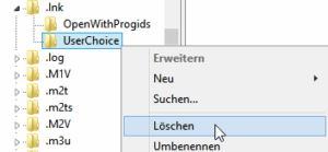 Regedit UserChoice löschen