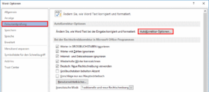 So geht es zu den Autokorrektur-Optionen von Word.