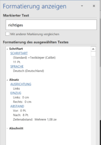 Word Formatierung anzeigen