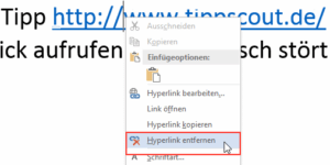 Word Hyperlink entfernen