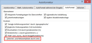 Word Hyperlinks generell ausschalten