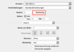 Im Druckdialog von Apple Pages sitzt die Option 