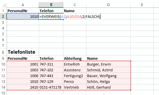 Suche in Telefonliste Suche in Telefonliste