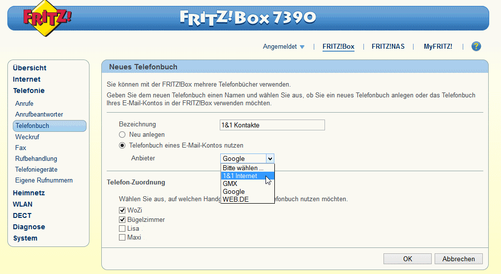 Fritzbox Kontakte synchron halten