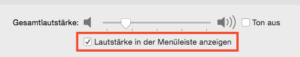 Option Lautstärke in Menüleiste auf dem Mac anzeigen