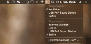 Ton-Auswahlmenü auf dem Mac