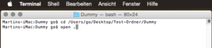 open-Befehl im Terminal