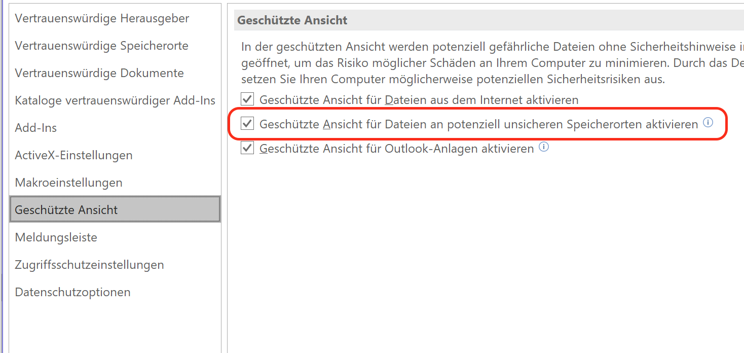 Word und Excel: Geschützte Ansicht abschalten im Netzwerk ...