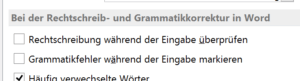 Rechtschreibkontrolle abschalten