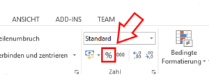 Prozent-Knopf in Excel