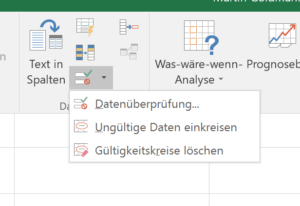 Datenüberprüfung Einstellungen