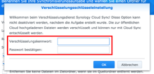 Keyword-Eingabe für Verschlüsselung