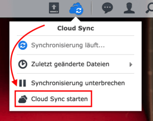 Cloud Sync starten wählen