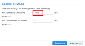 Datenrate von 6000kbit/s für den Upload eingeben