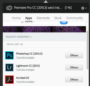 Im Installer der Adobe Creative Cloud findet man keine Option zum Deinstallieren von Programmen.