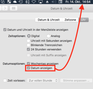 Mit einer einfachen Option lassen Sie das komplette Datum in der Menüleiste Ihres Mac anzeigen. Mit einer einfachen Option lassen Sie das komplette Datum in der Menüleiste Ihres Mac anzeigen.