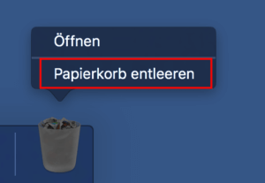 Um das Programm endgültig zu entfernen, leeren Sie den Papierkorb.