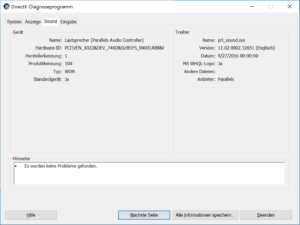 Soundkarte finden mit Dxdiag