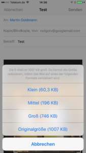 iPhone Bilder versenden - Größe festlegen