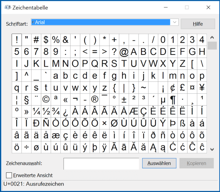 Sonderzeichen windows