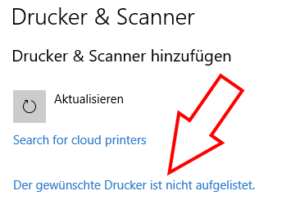 Drucker ist nicht aufgelistet
