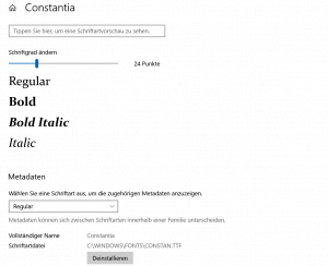 Schriftart Details