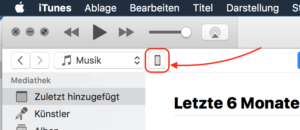 Symbol für iPhone in iTunes Menüleiste