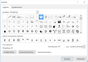 Telefonsymbol Word