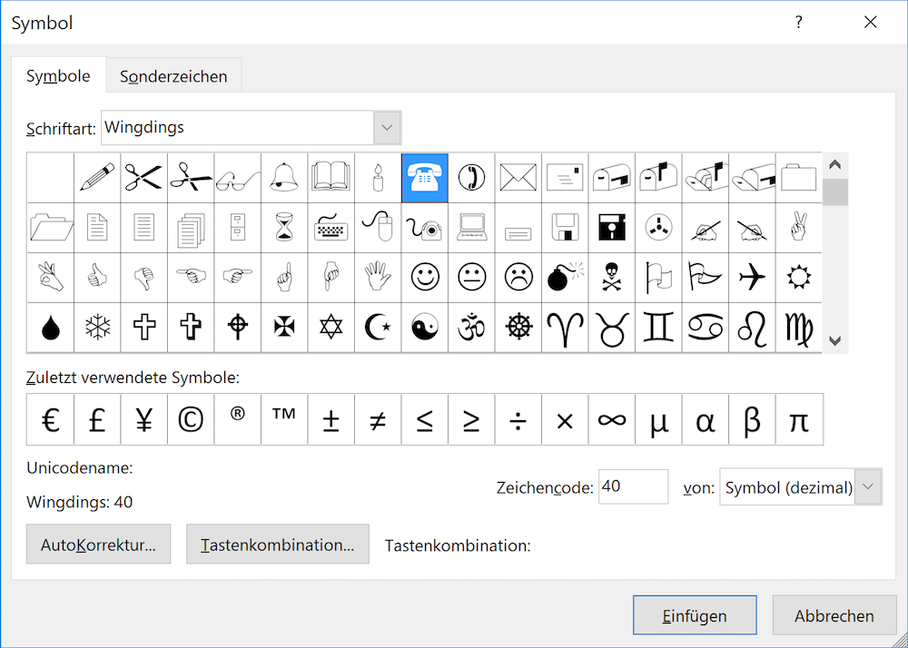 Hoch sonderzeichen daumen Tastaturkürzel für