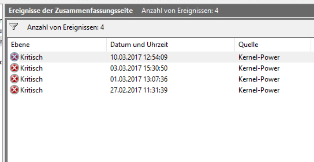 Windows Ereignisanzeige (Eventlog)