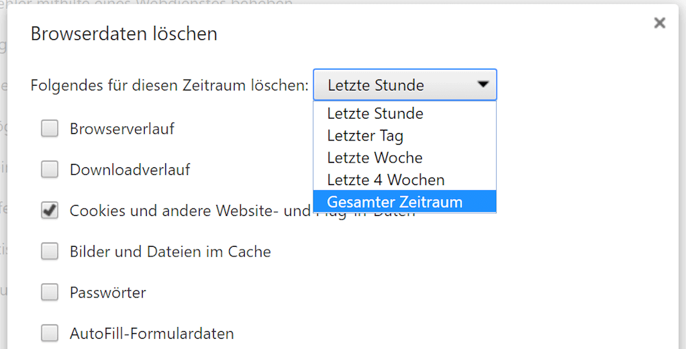 Cookies löschen in Google Chrome