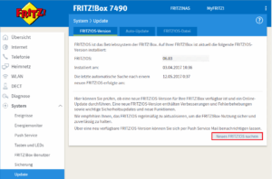 Fritzbox Update der Firmware