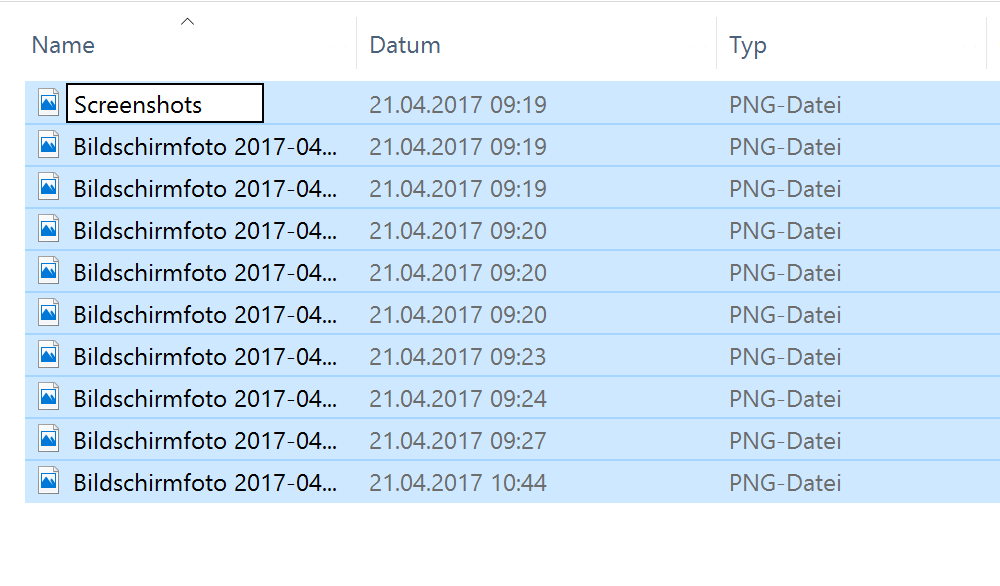 Mehrere Dateien umbenennen in Windows