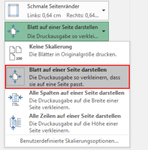 Excel - Blatt auf einer Seite darstellen