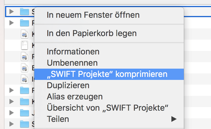 dateien packen mac os x