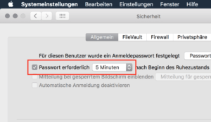 Passwort nach Ruhezustand auf dem Mac