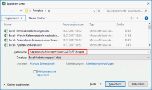 Excel - Datei als Vorlage speichern