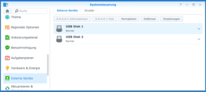 An der Diskstation eine externe Festplatte formatieren.