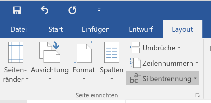 Word Silbentrennung aktivieren