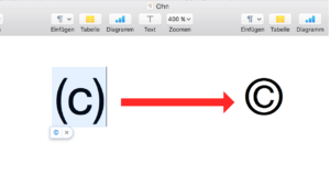 Copyright-Zeichen Mac